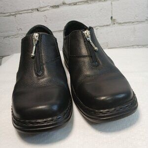 JOSEF SEIBEL WOMENS BLACK LEATHER COMFORT CASUAL SHOE ZIP UP FRONT SIZE 40 (9)